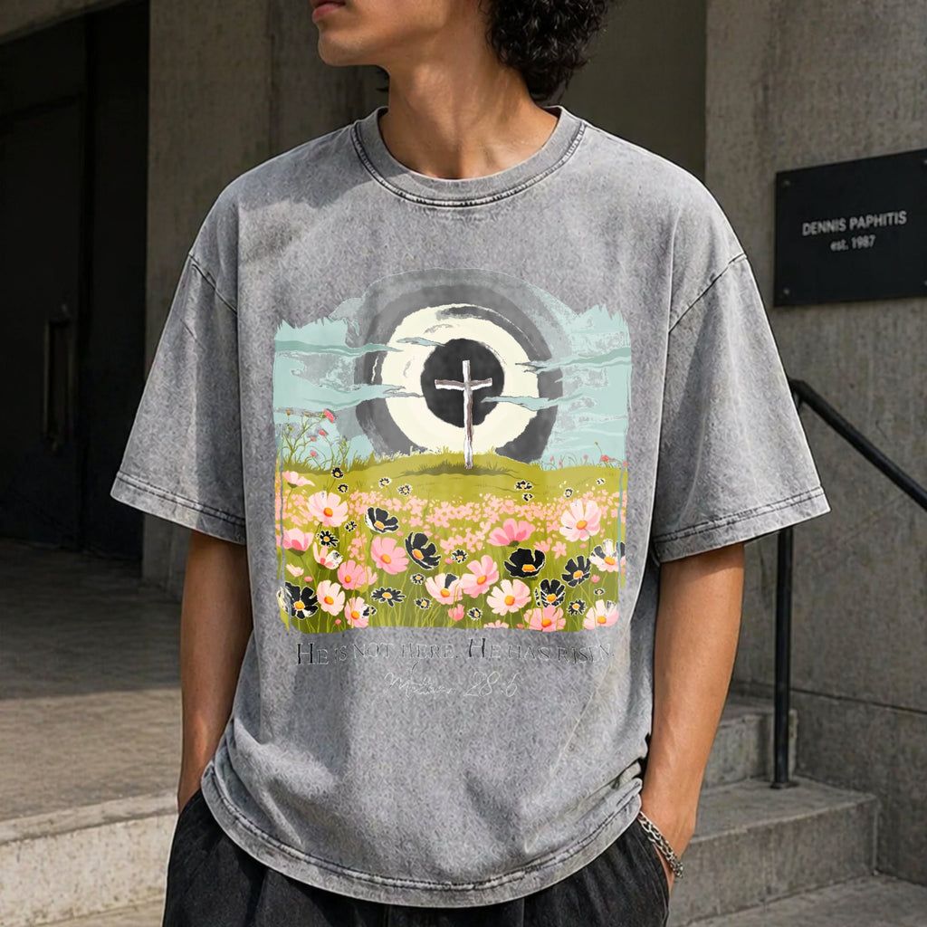 Christian Easter He Is Risen Vintage Washed T-Shirt product image 12