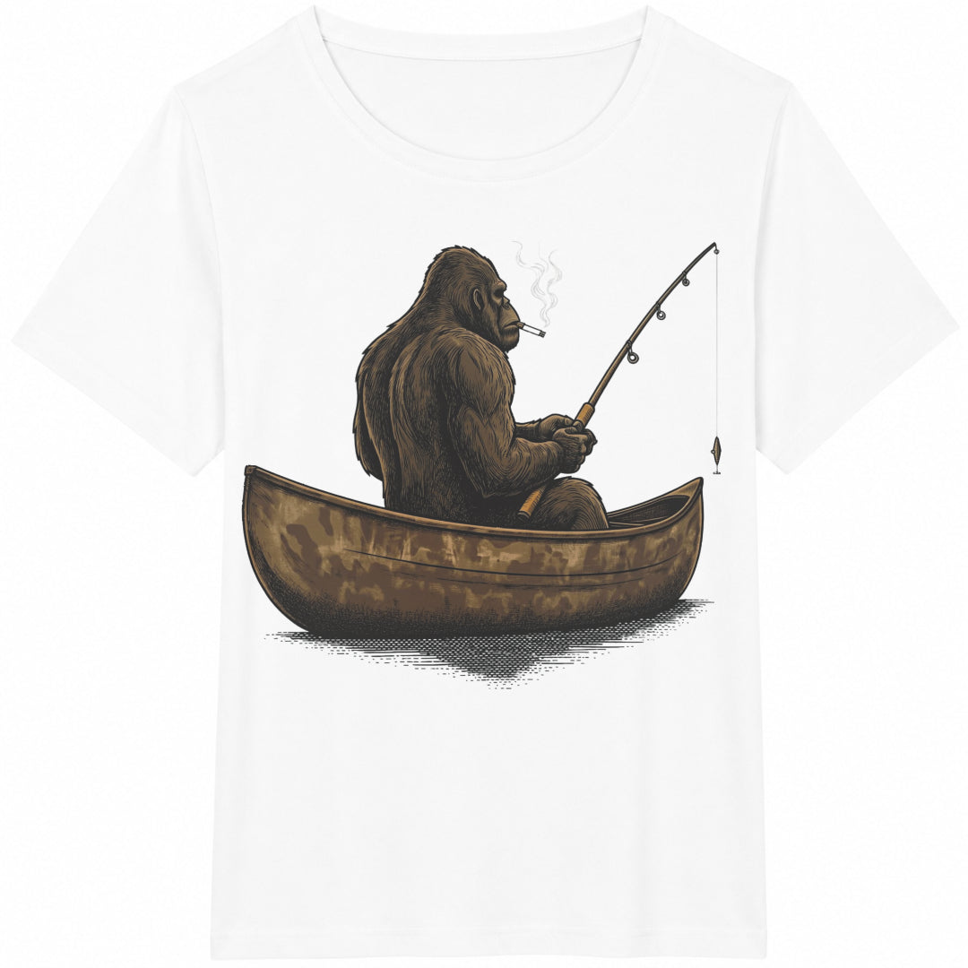 Funny Bigfoot Fishing Cotton T-Shirt product image 2