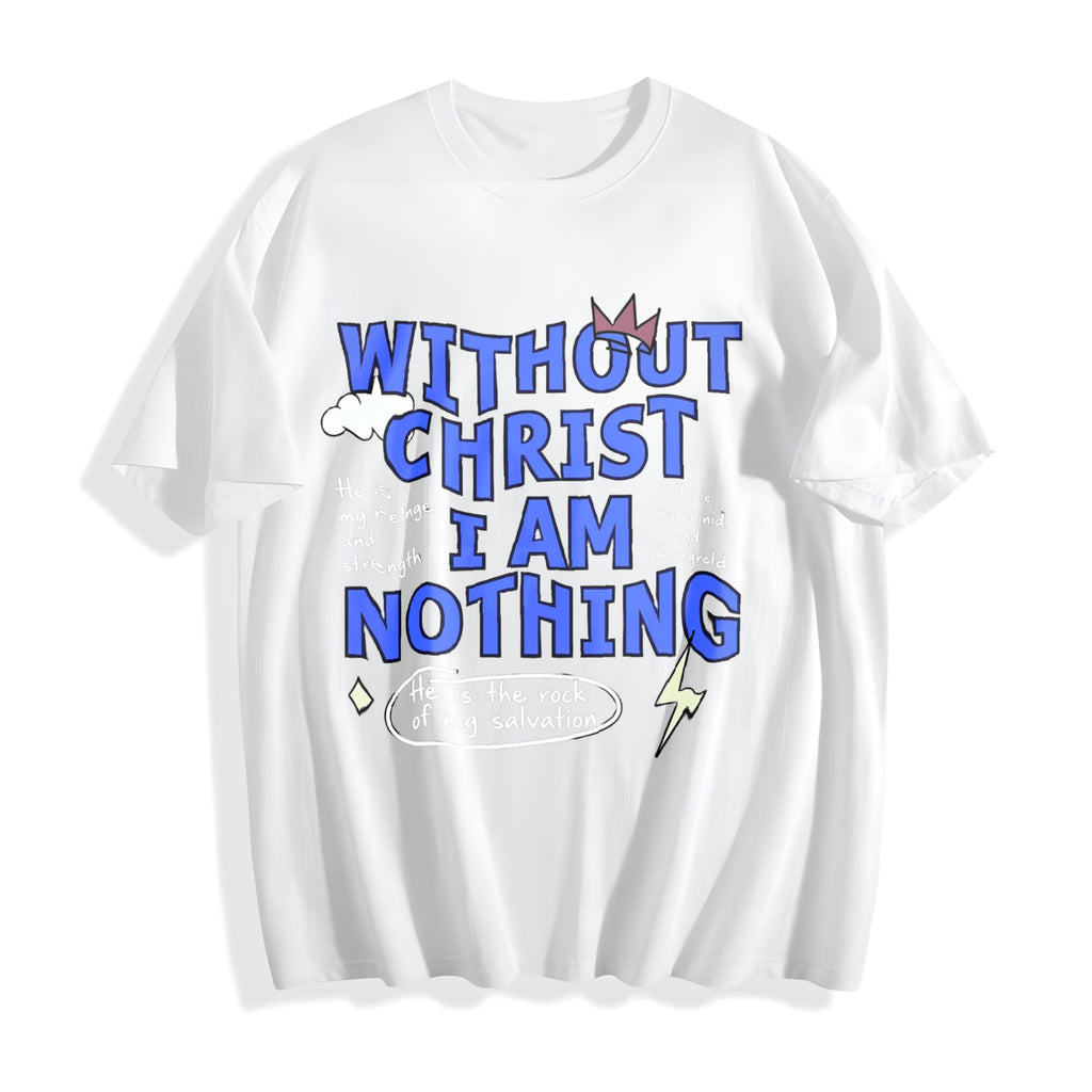 100 Boxy Christian Faith Letter White Cotton T-Shirt product image 2