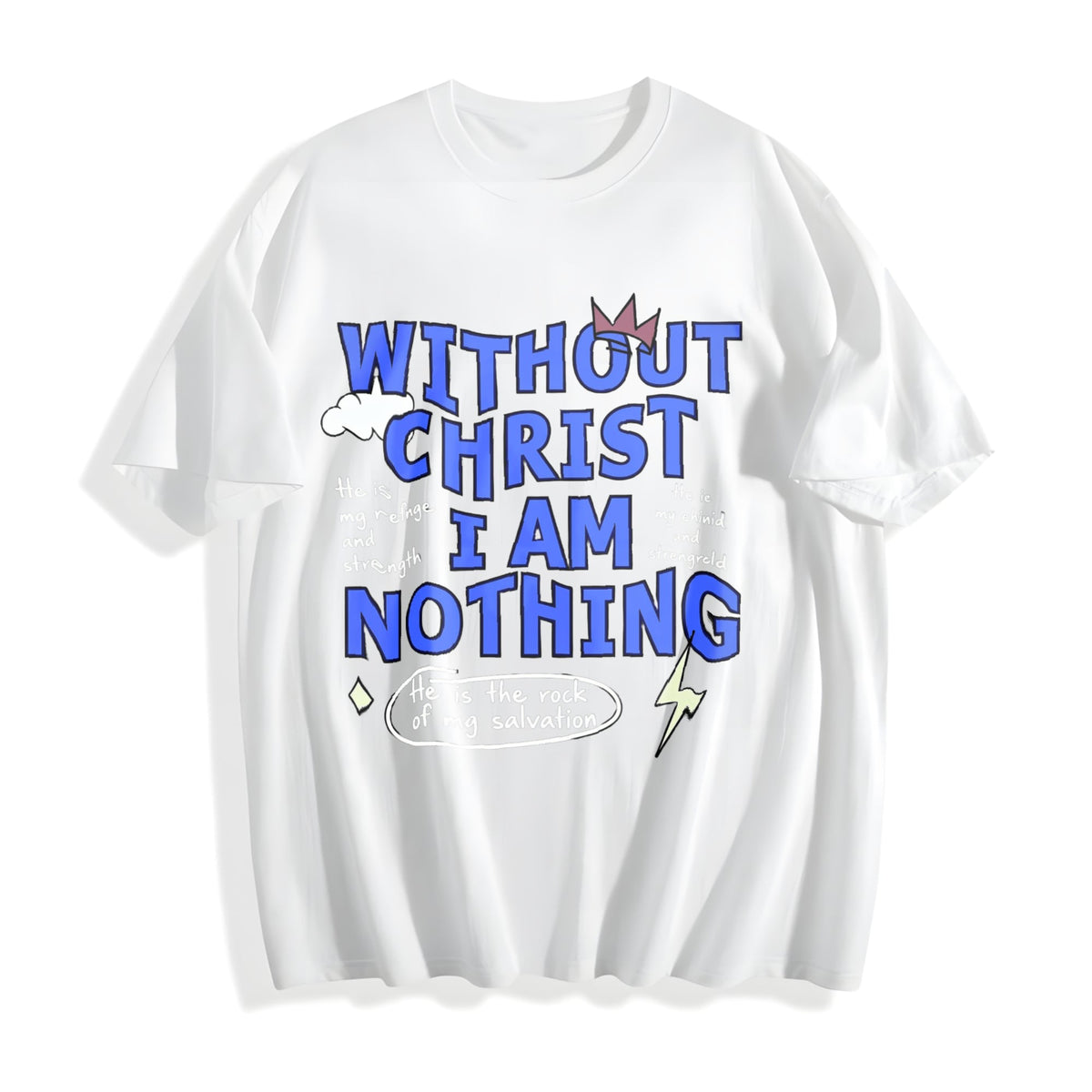 100 Boxy Christian Faith Letter White Cotton T-Shirt product image 2