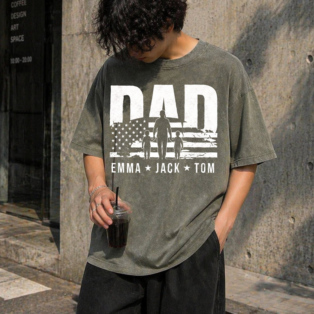 Dad With Names Vintage Washed T-Shirt product image 4