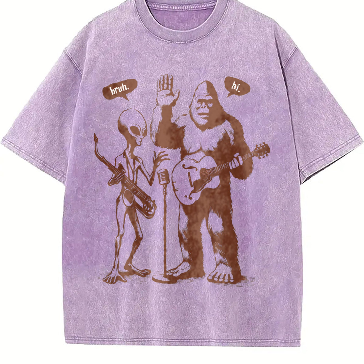 Bigfoot And Alien With Electric Guitar Vintage Washed product image 6