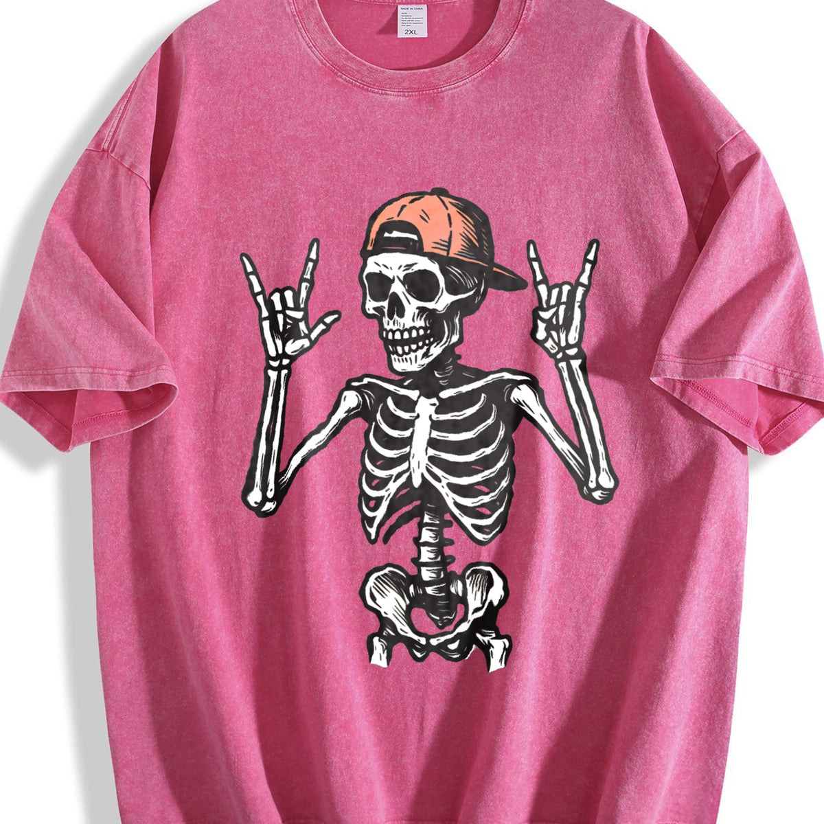 Rock And Roll Skeleton Vintage Washed T-Shirt product image 7
