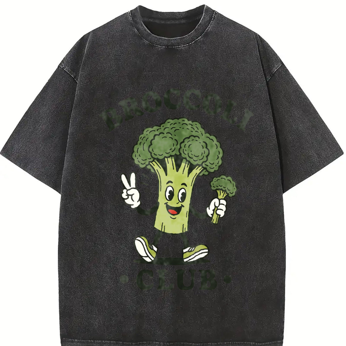 Broccoli Club Funny Veggie Lover Cartoon Vintage Washed product image 2