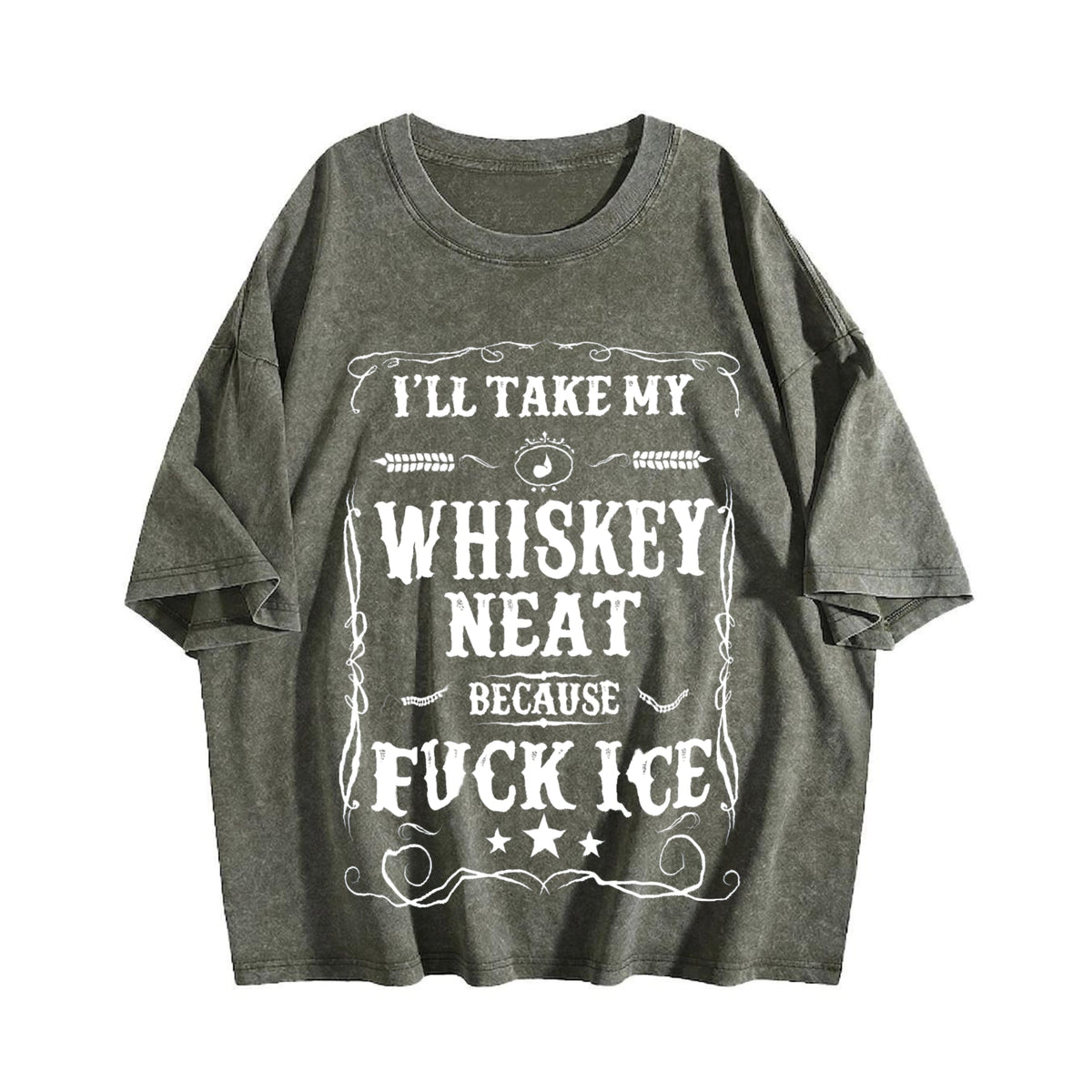 Whisky Neat Because Fuck Ice Vintage Washed T-Shirt product image 4