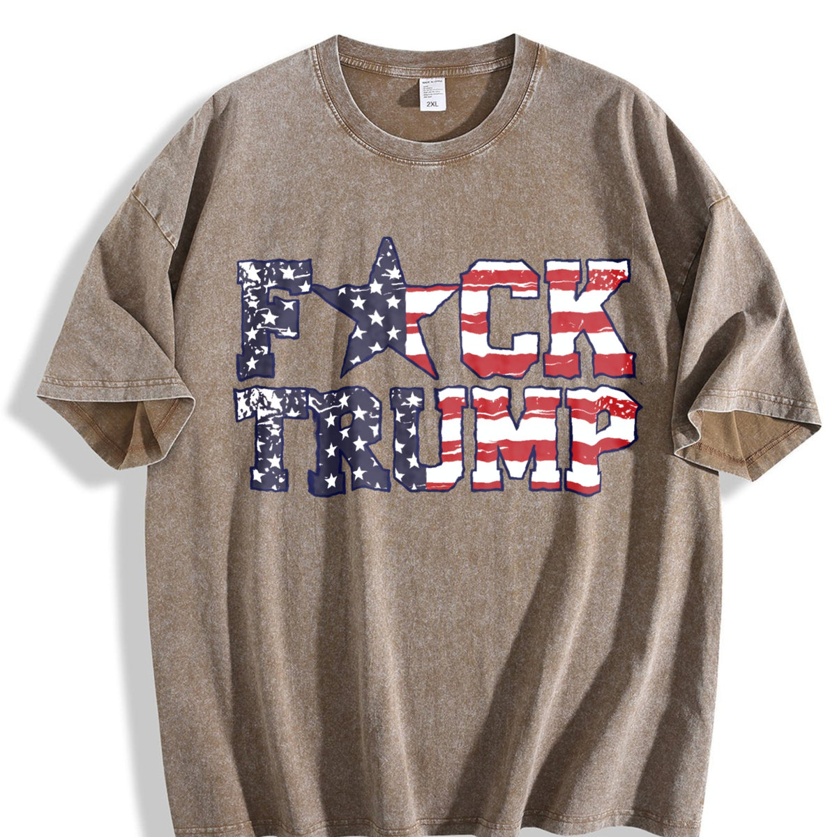 Fuck Trump USA Flag Vintage Washed T-Shirt product image 3
