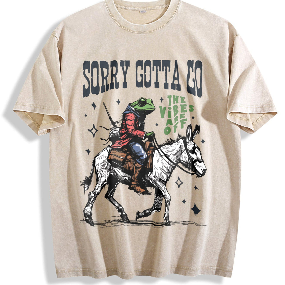 Funny Frog The Vibes Are Off 90s Vintage Washed T-Shirt product image 1