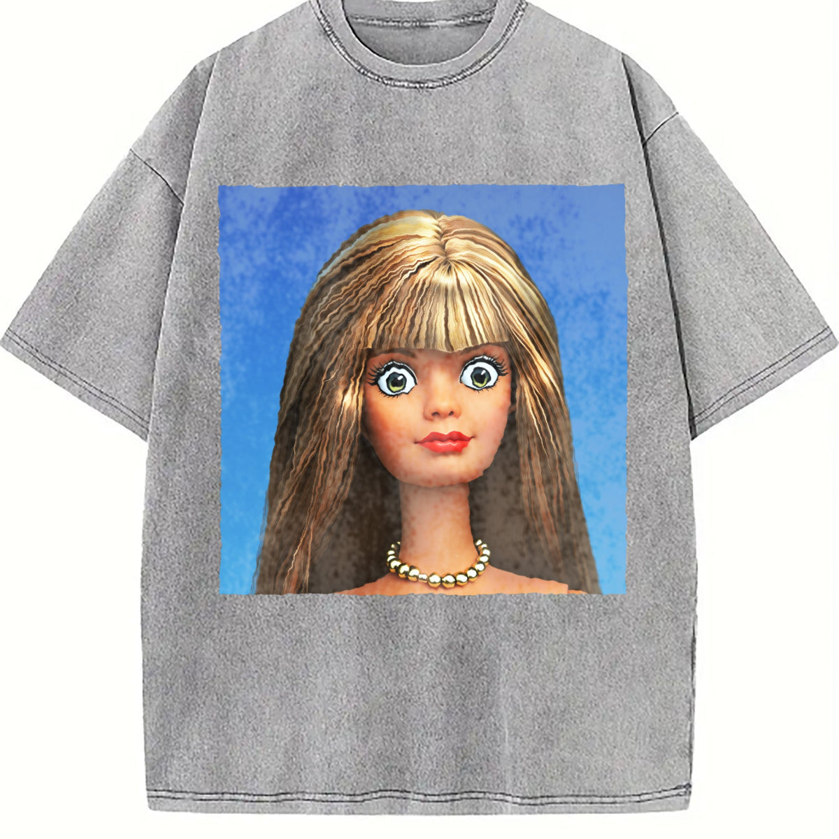 Wide Eyed Doll Portrait Vintage Washed T-Shirt product image 5