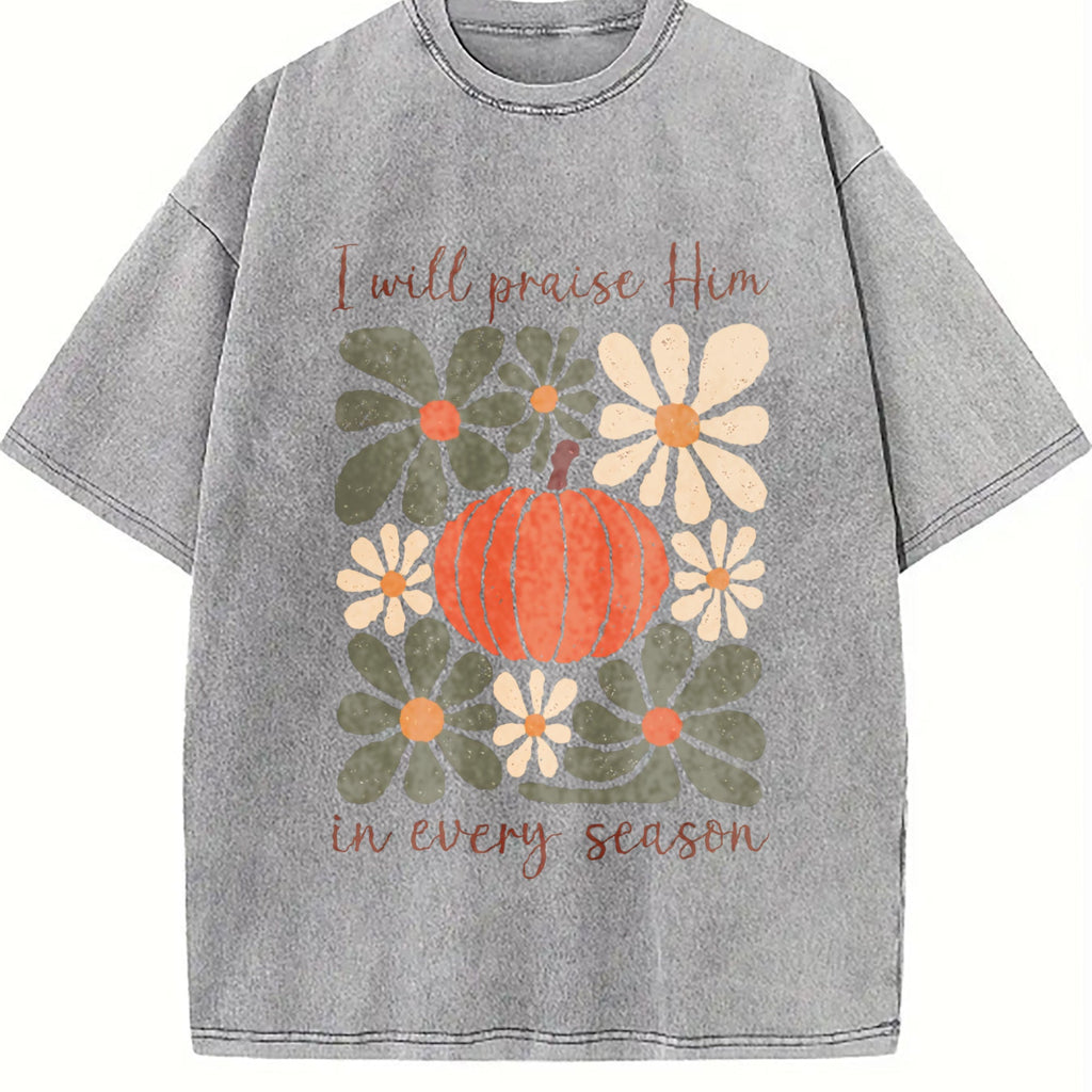 I Will Praise Him In Every Season Vintage Washed T-Shirt product image 5