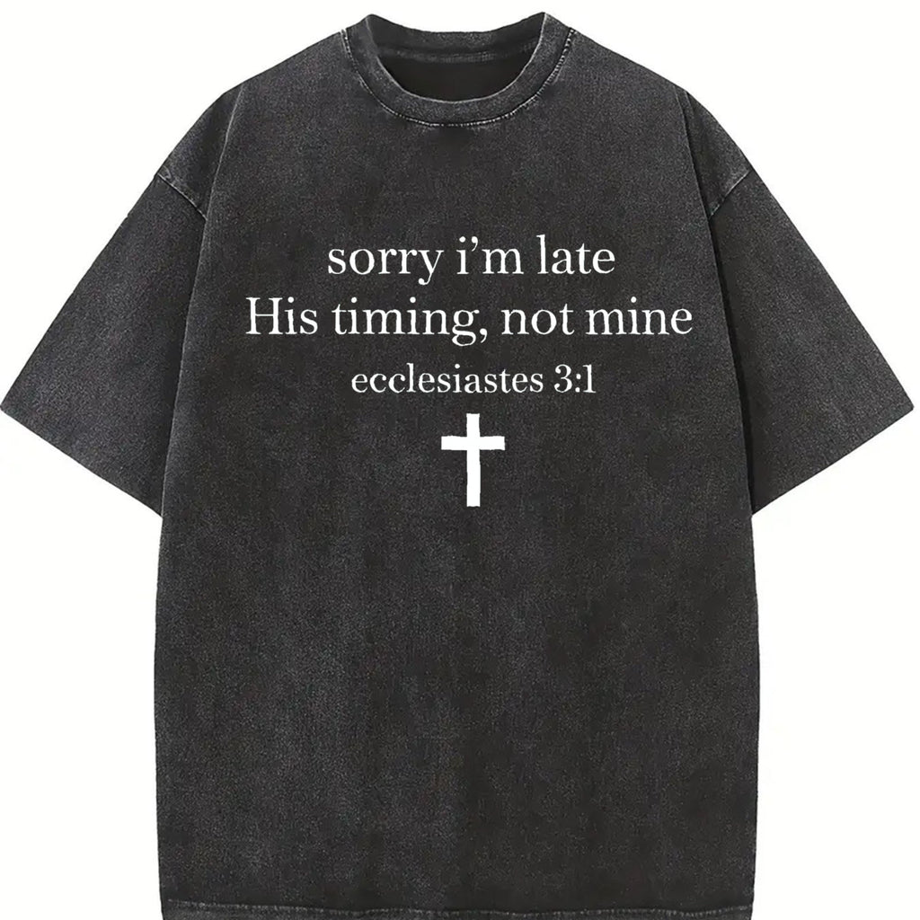 Sorry I'm Late His Timing Not Mine Vintage Washed T-Shirt product image 2
