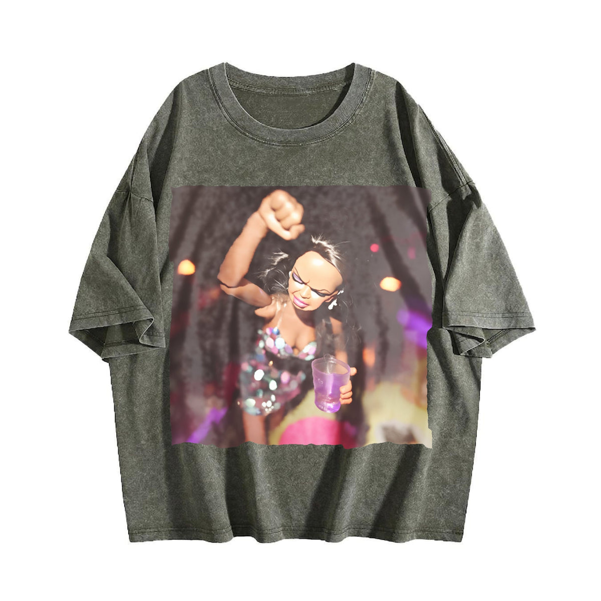 Doll Dancing with a Party Drink Vintage Washed T-Shirt product image 4