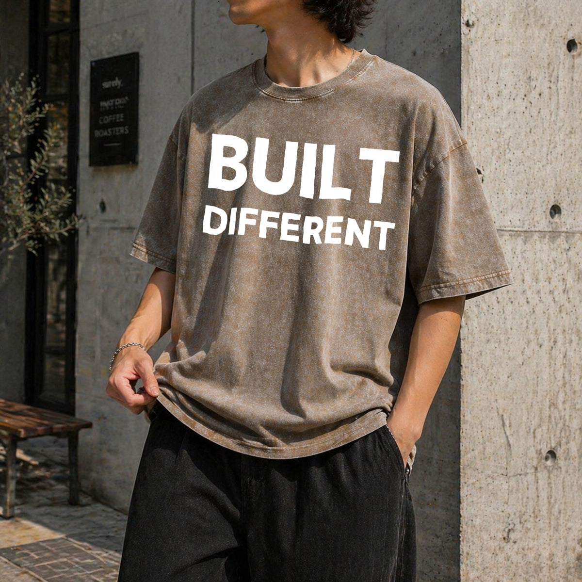 Wyc - With Built Different Slogan Vintage Washed T-Shirt product image 3