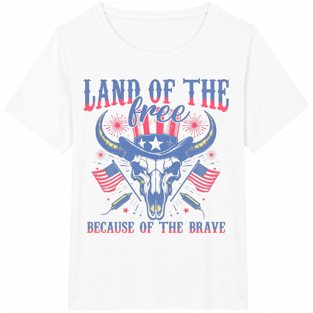 Land Of The Free Because Of Brave - Patriotic Cotton T-Shirt product image 2