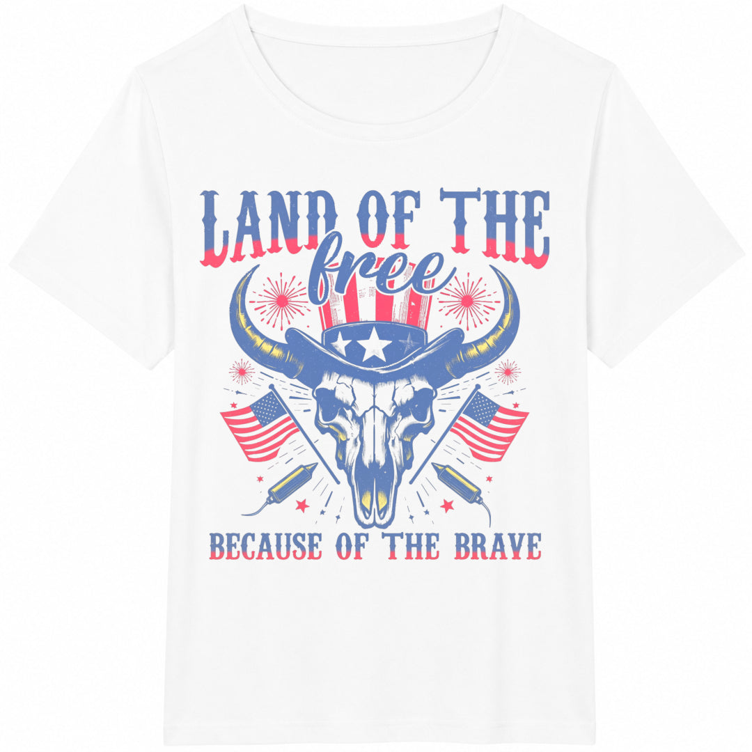 Land Of The Free Because Of Brave - Patriotic Cotton T-Shirt product image 2