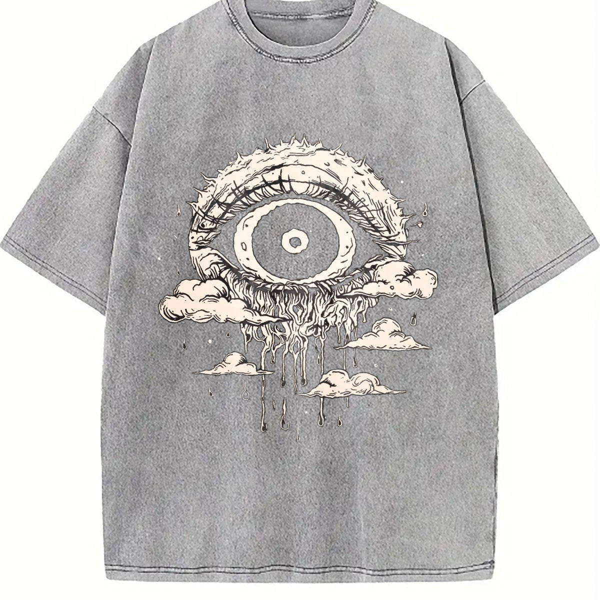 Gothic Evil Eye Dripping Cloud Vintage Washed T-Shirt product image 5