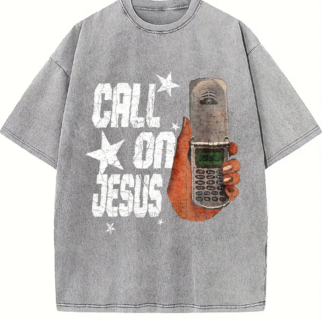 Call On Jesus Flip Phone White Religious Vintage Washed product image 5