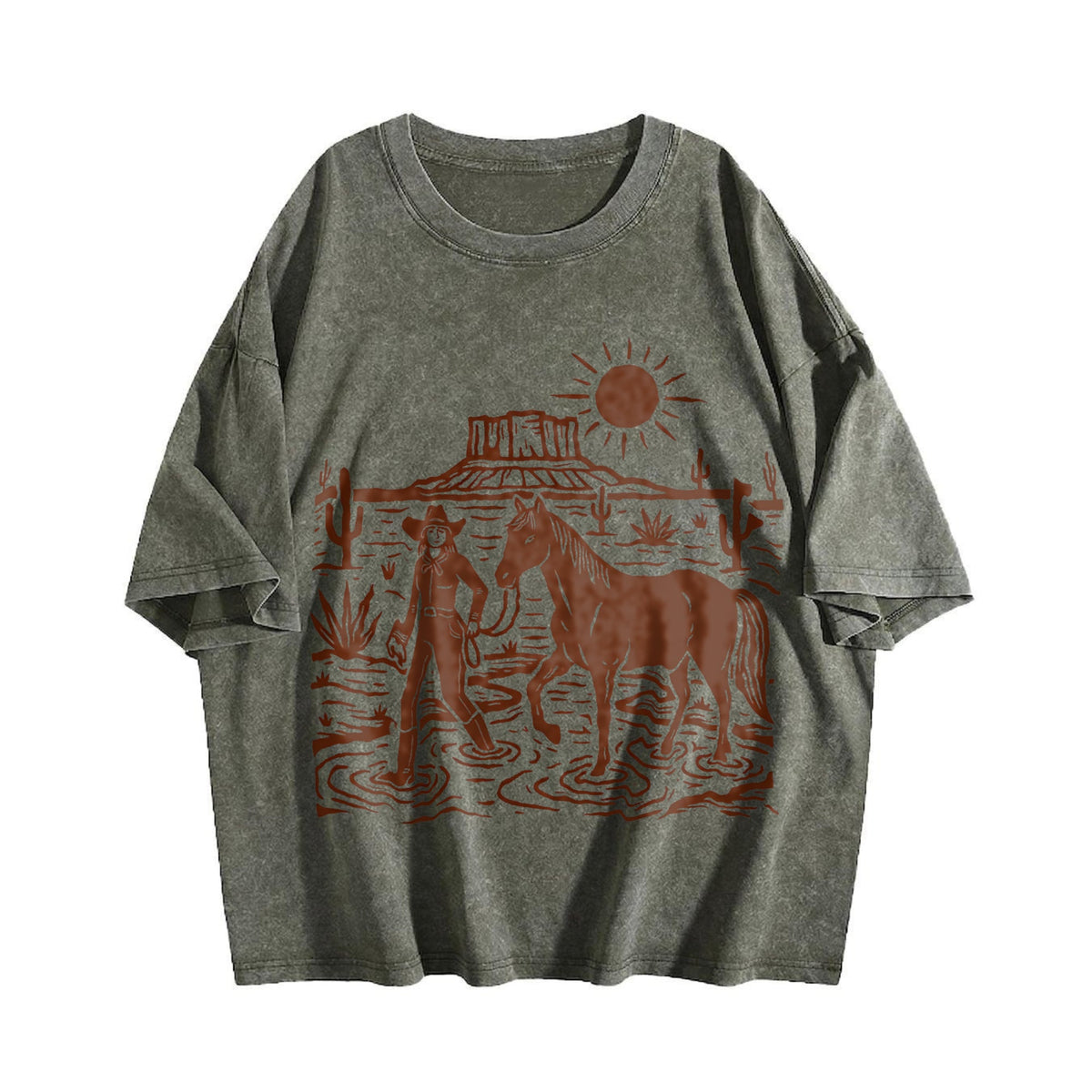 Cowgirl Desert Horse Vintage Washed T-Shirt product image 4