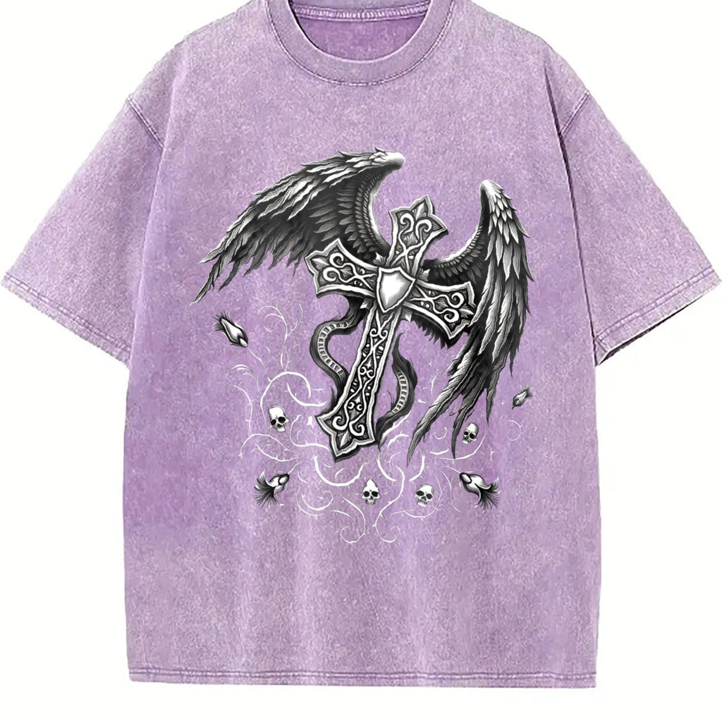 Gothic Cross Wings 100 Boxy Y2K Aesthetic Summer Vibes product image 6
