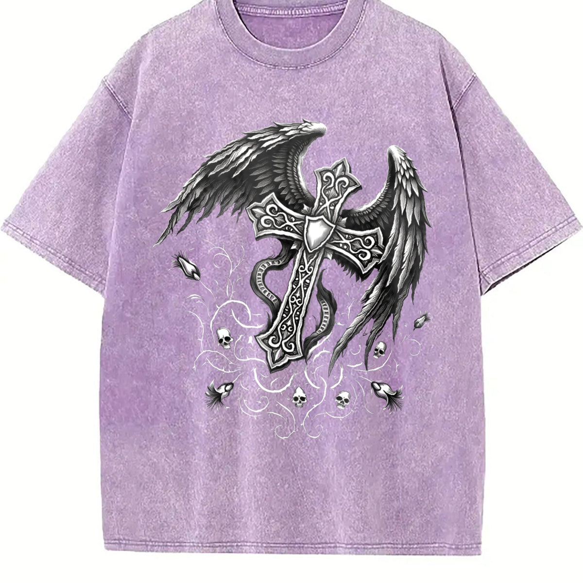 Gothic Cross Wings 100 Boxy Y2K Aesthetic Summer Vibes product image 6