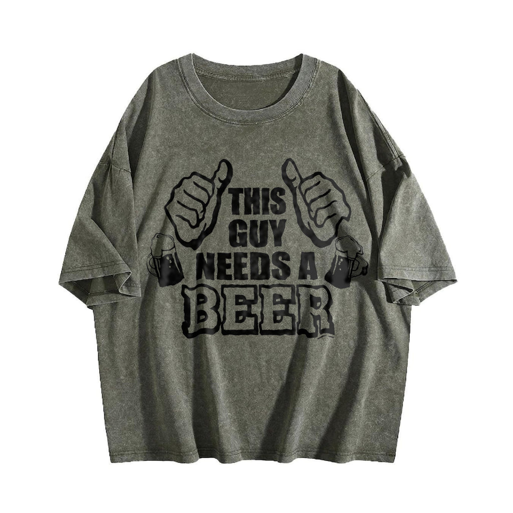 This Guy Needs A Beer Vintage Washed T-Shirt product image 4