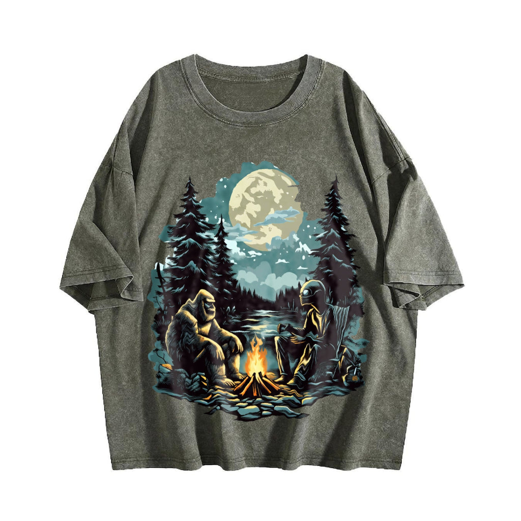 Bigfoot And Alien 90s Vintage Washed T-Shirt product image 4