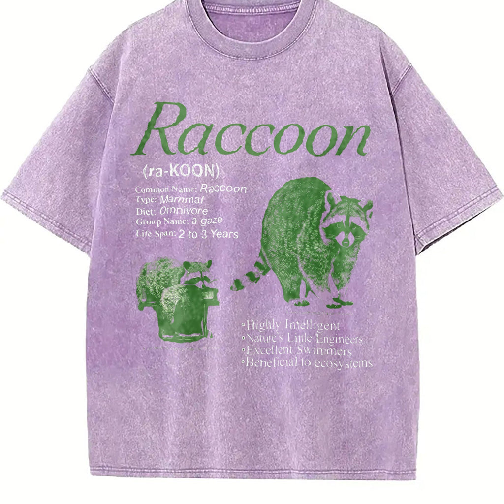 Raccoon Infographic Vintage Washed T-Shirt product image 6