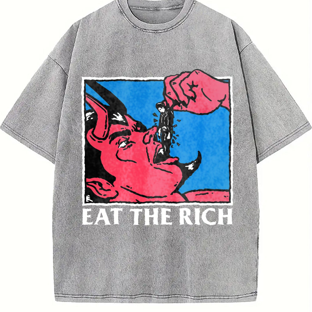 Eat The Rich Devil Vintage Washed T-Shirt product image 5