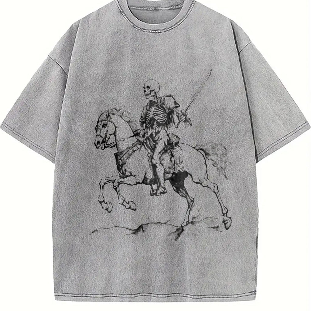 Skeleton Riding Horse 90s Vintage Washed T-Shirt product image 5