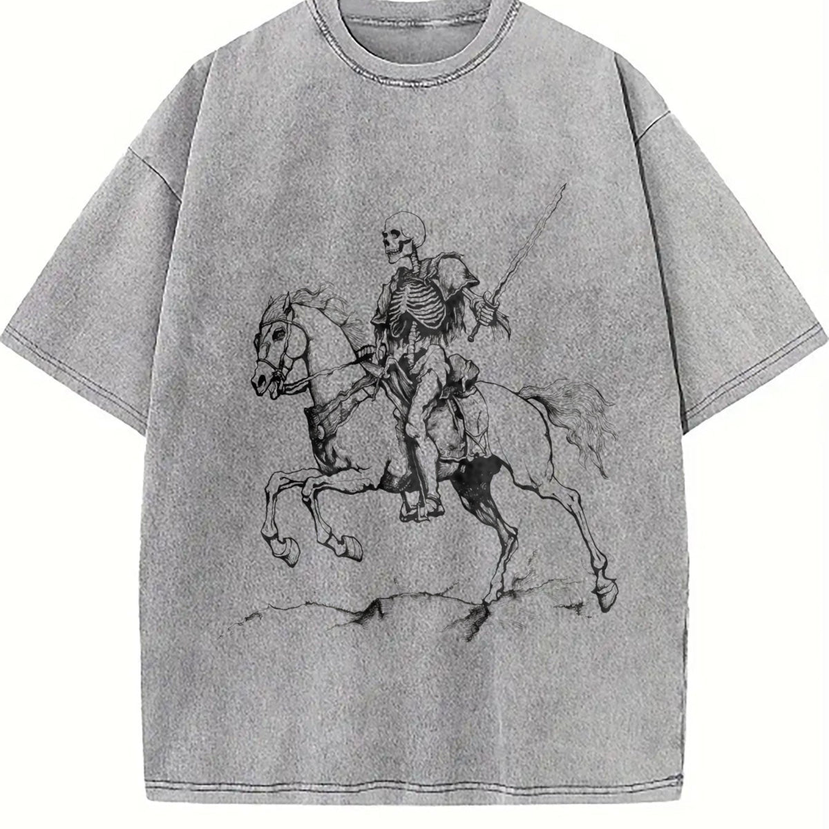 Skeleton Riding Horse 90s Vintage Washed T-Shirt product image 5