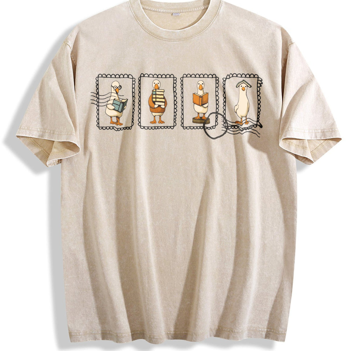 Quirky Goose Postage Stamps Vintage Washed T-Shirt product image 1