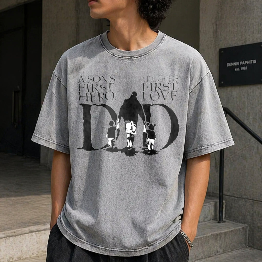 Dad A Son's First Hero A Daughter's Love Vintage Washed product image 12