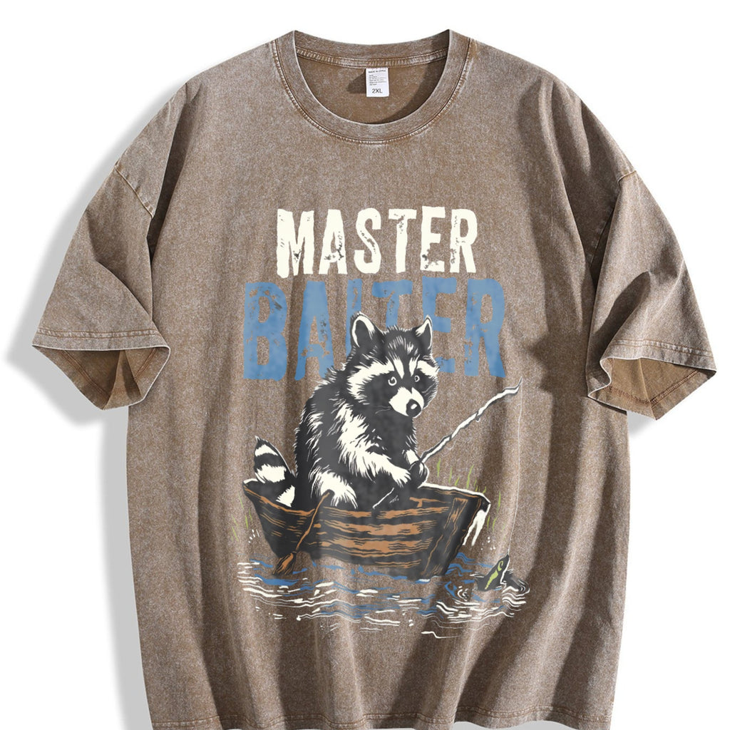 Master Baiter Raccoon Fishing Vintage Washed T-Shirt product image 3