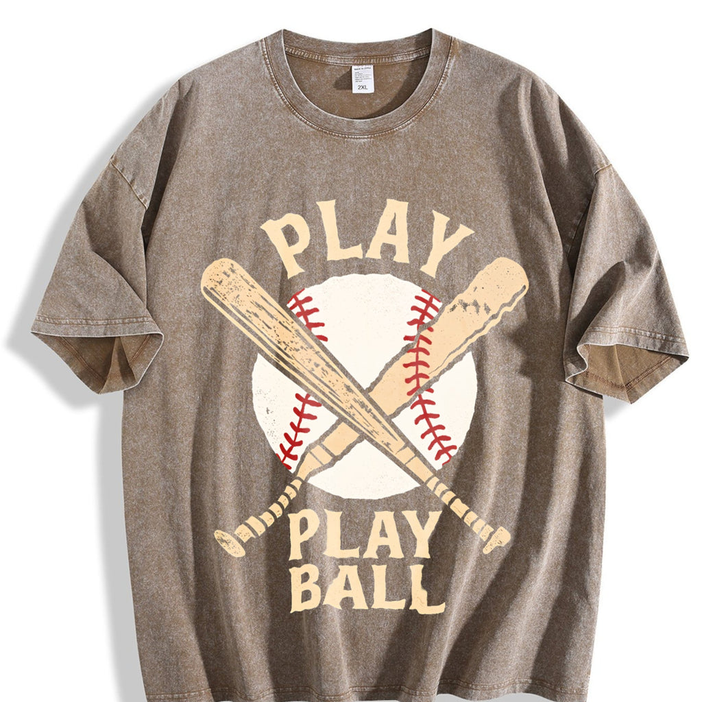 Play Ball Baseball Bats Vintage Washed T-Shirt product image 3