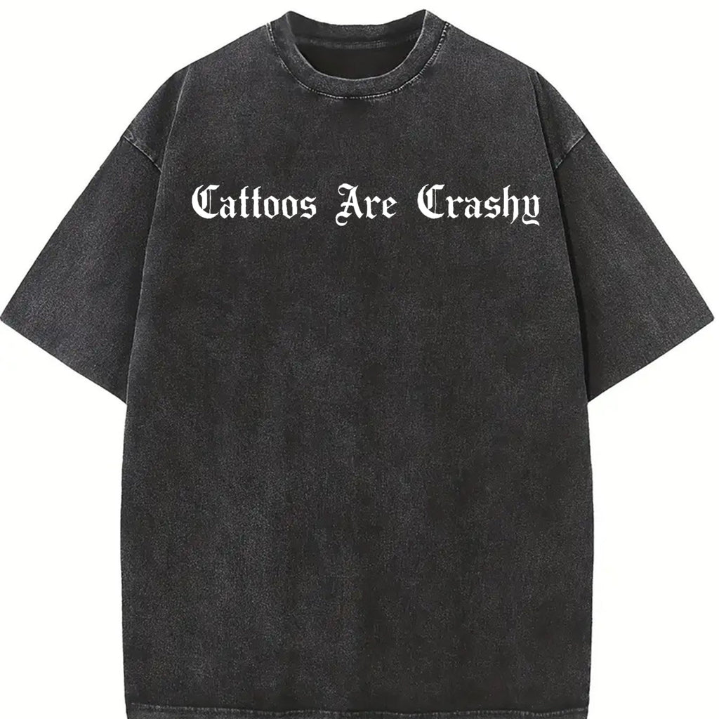 Cattoos Are Crashy Gothic Text Vintage Washed T-Shirt product image 2