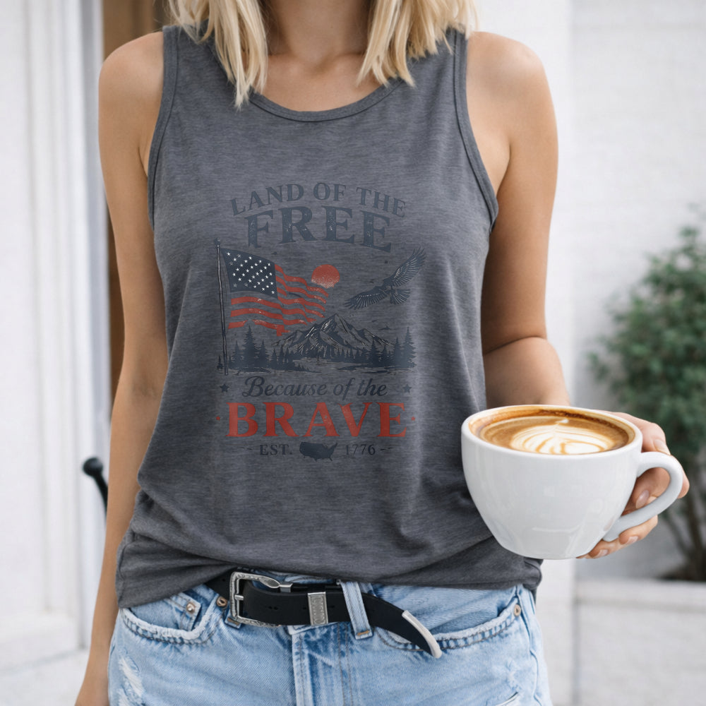 Land Of The Free Because Of The Brave USA Flag Women's Tank Top