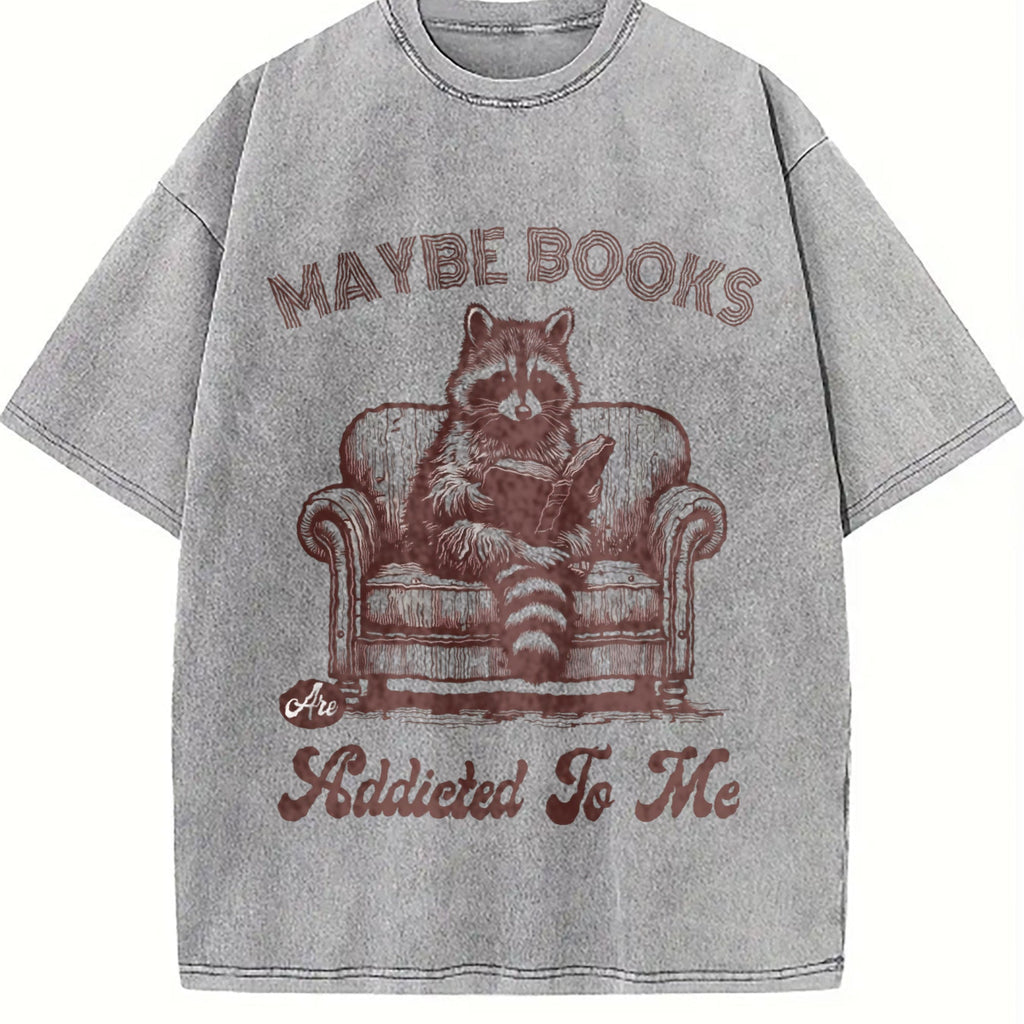 Raccoon Reading Book 90s Vintage Washed T-Shirt product image 5