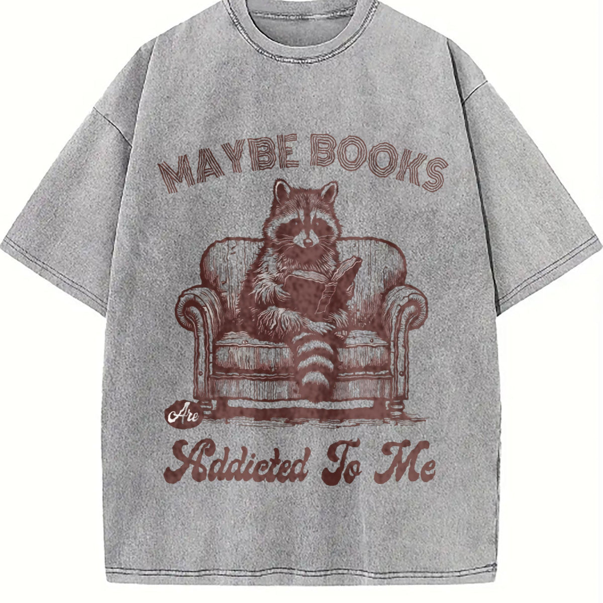 Raccoon Reading Book 90s Vintage Washed T-Shirt product image 5