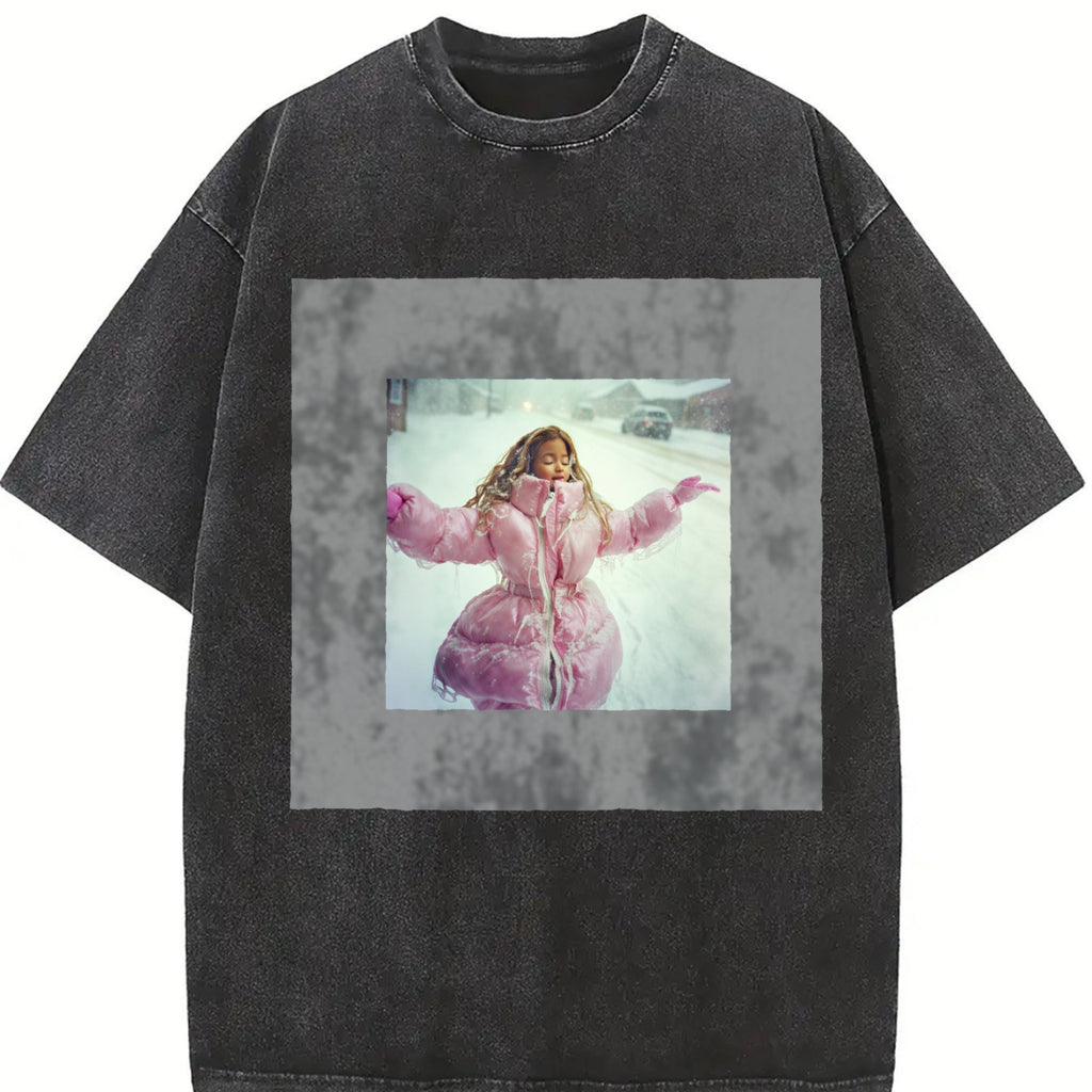 Doll in a Pink Winter Coat Vintage Washed T-Shirt product image 2
