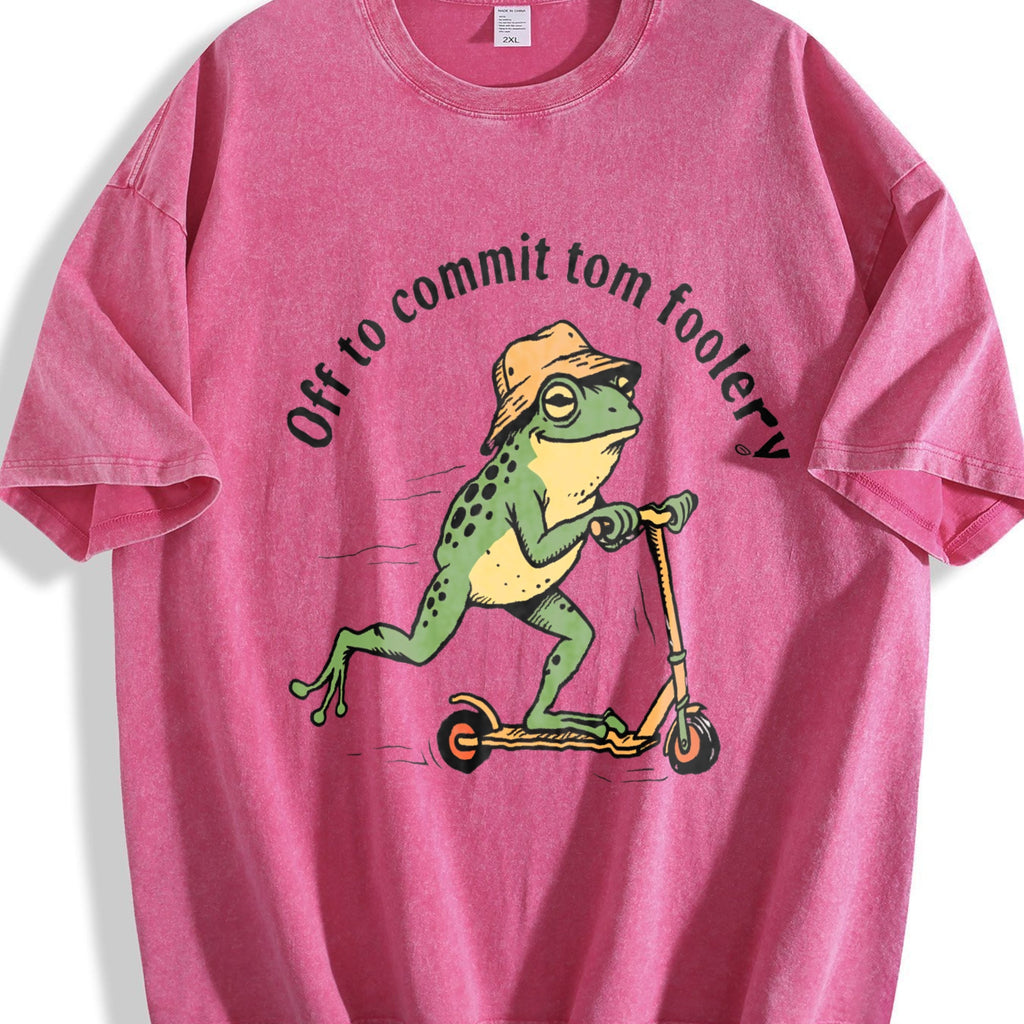 Off To Commit Tomfoolery Frog Vintage Washed T-Shirt product image 7
