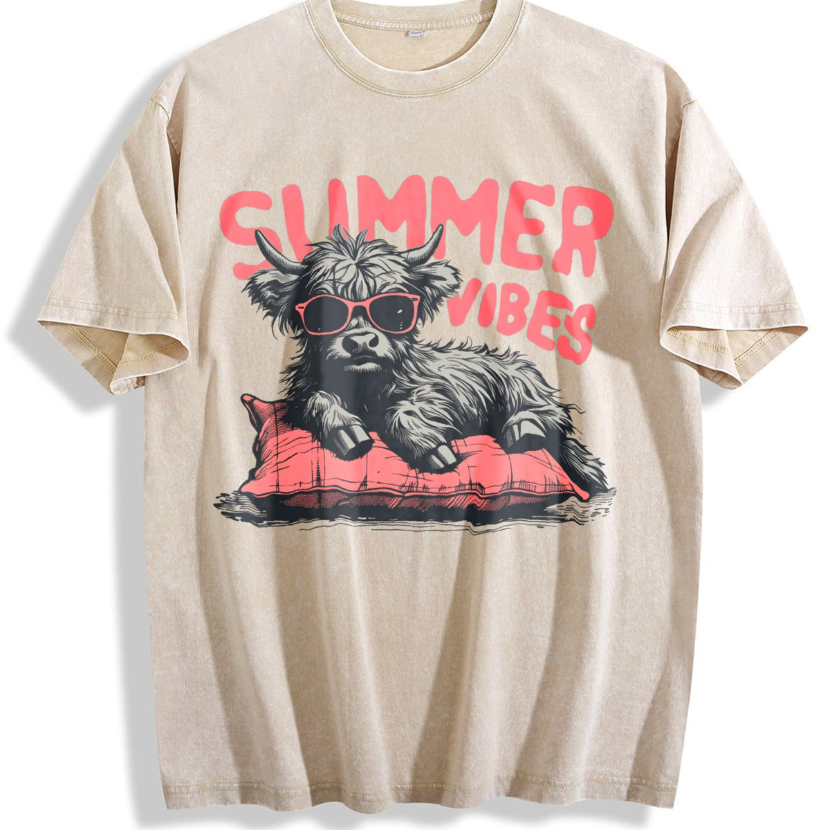 Highland Cow Summer Vibes Vintage Washed T-Shirt product image 1