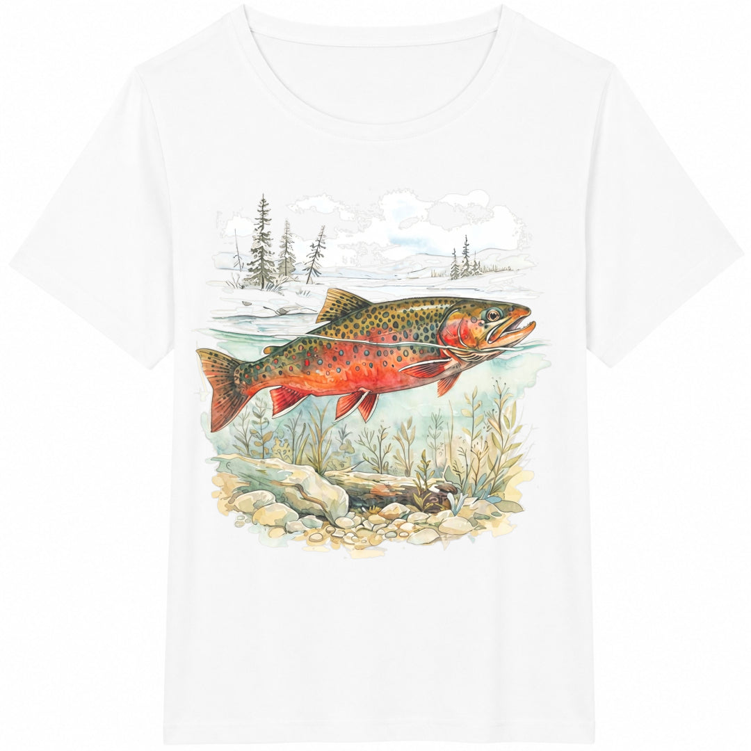 Trout Fist Landscape Cotton T-Shirt product image 2