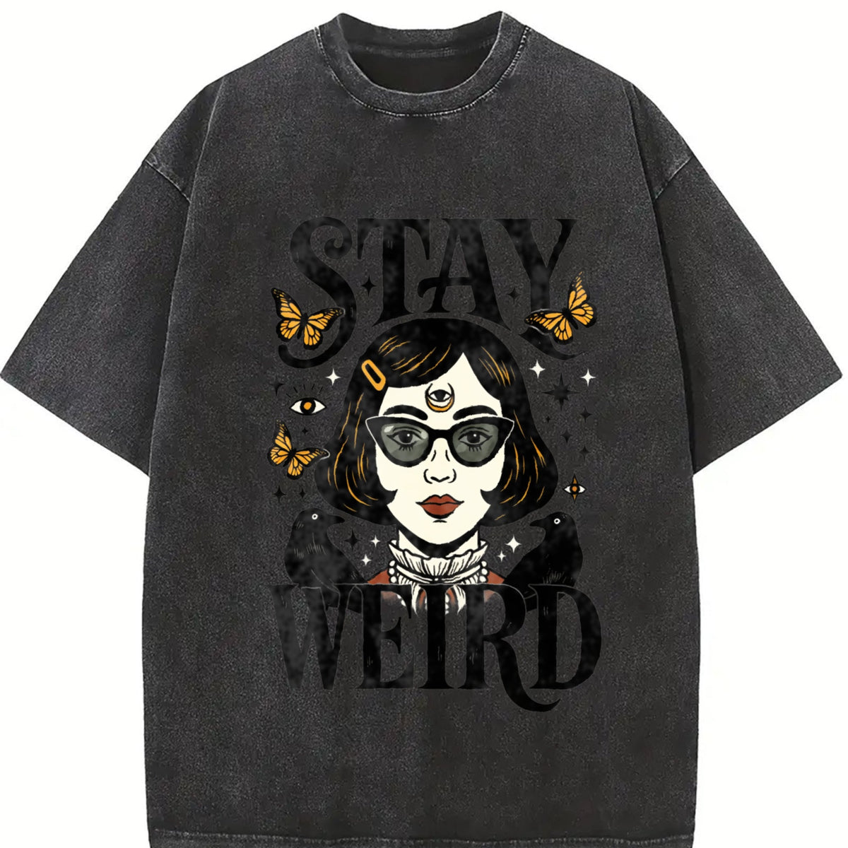 Stay Weird Witchy Girl Vintage Washed T-Shirt product image 2