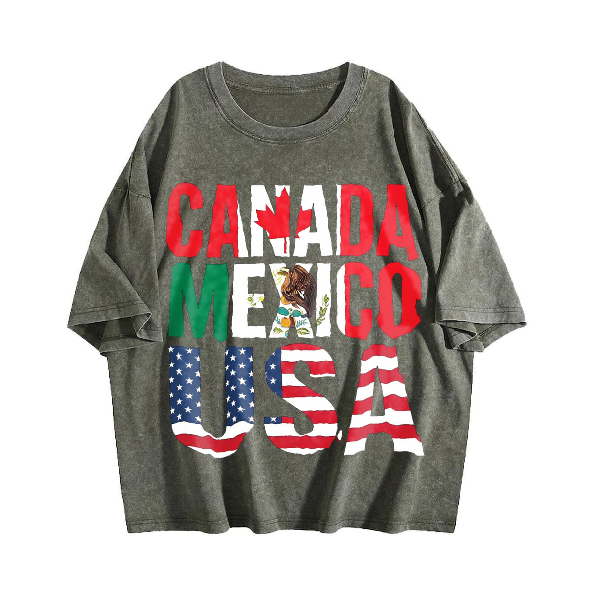 Can Mex USA Country Flag Letter Vintage Washed T-Shirt product image 4