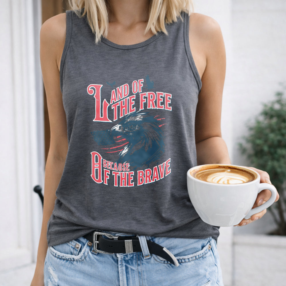 Land Of The Free Because Of The Brave Fourth Of July Women's Tank Top