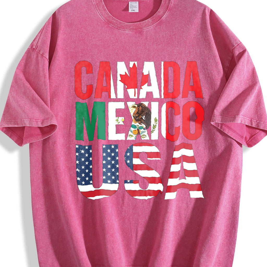 Can Mex USA Country Flag Letter Vintage Washed T-Shirt product image 7