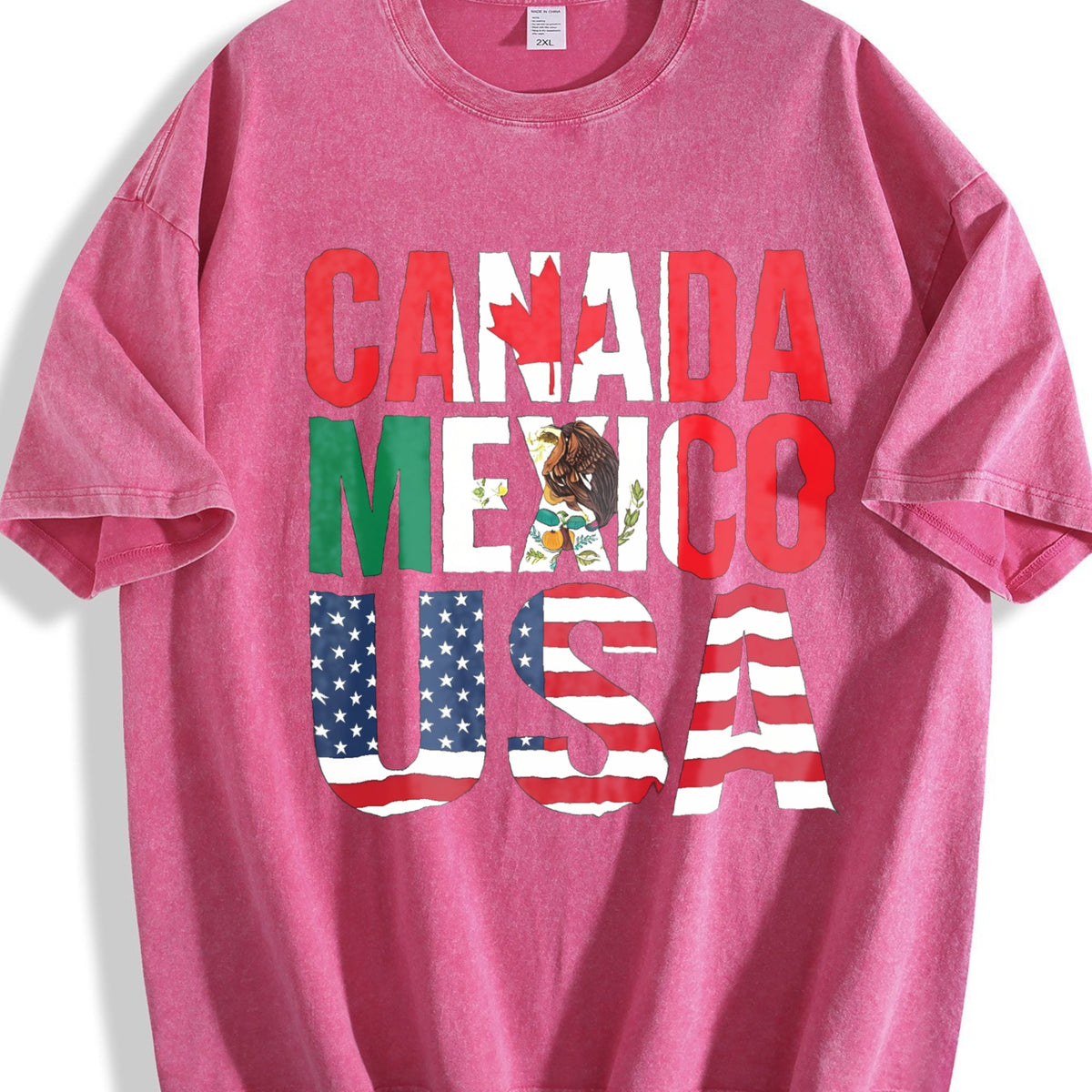 Can Mex USA Country Flag Letter Vintage Washed T-Shirt product image 7