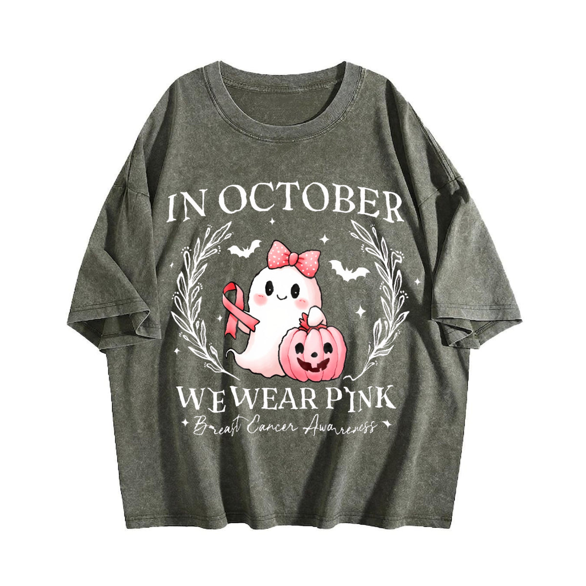 In October We Pink Ghost Vintage Washed T-Shirt product image 4