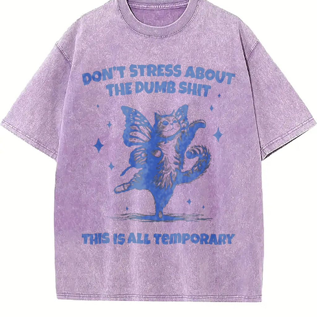 Cat With Butterfly Wings Funny 90s Vintage Washed T-Shirt product image 6