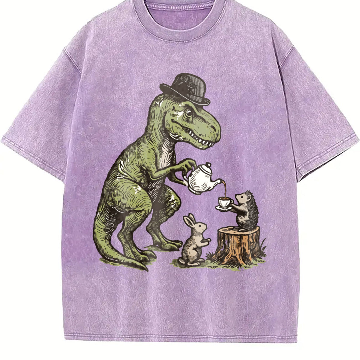 T-rex Tea Party Vintage Washed T-Shirt product image 6