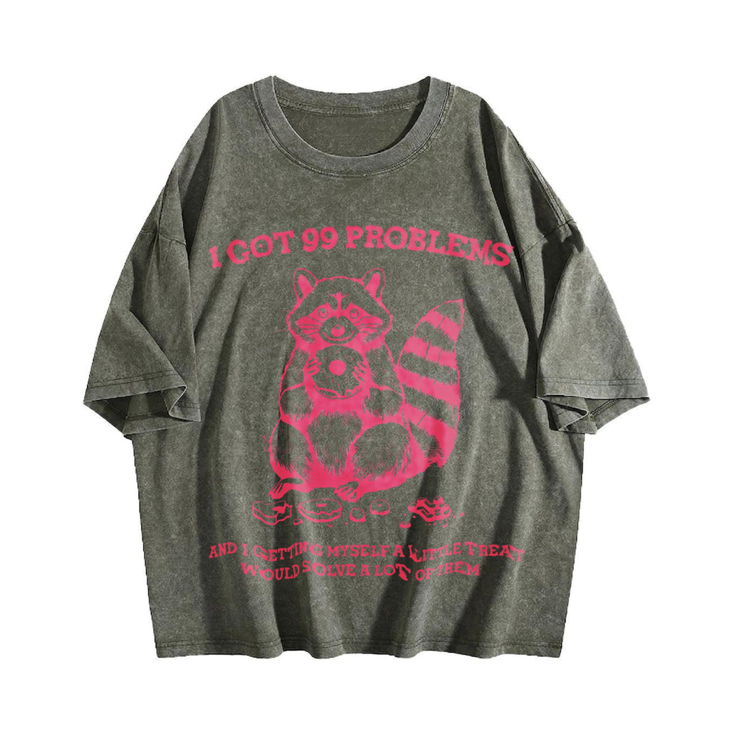 I Got 99 Problems Funny Raccoon 90's Vintage Washed T-Shirt product image 4